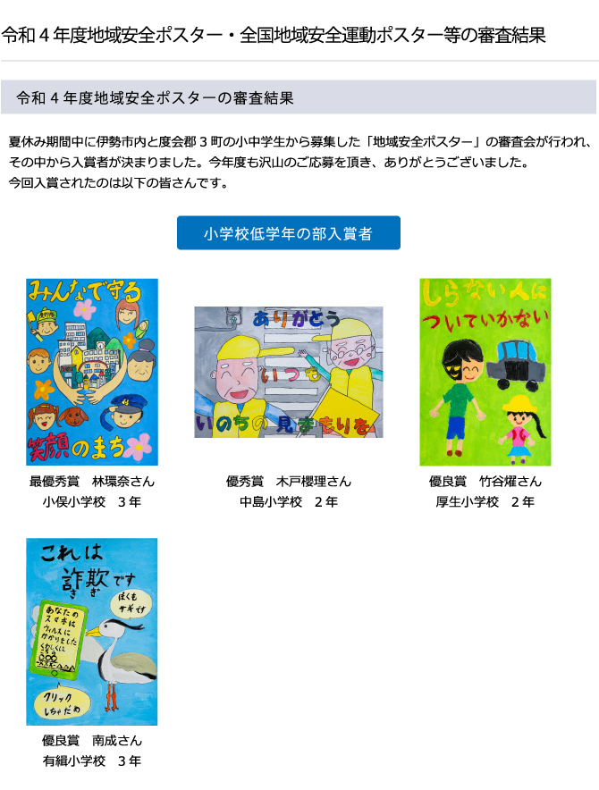 令和4年度地域安全ポスター・全国地域安全運動ポスター等の審査結果